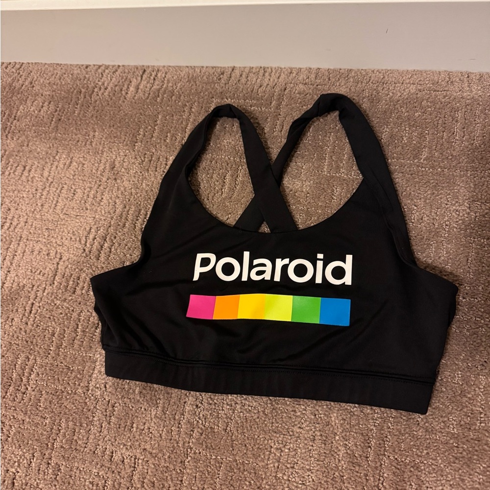 Polaroid Black Top with Colorful Logo